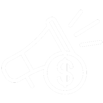 Imagen de un megáfono con símbolo de dólar, representando marketing digital y publicidad rentable.